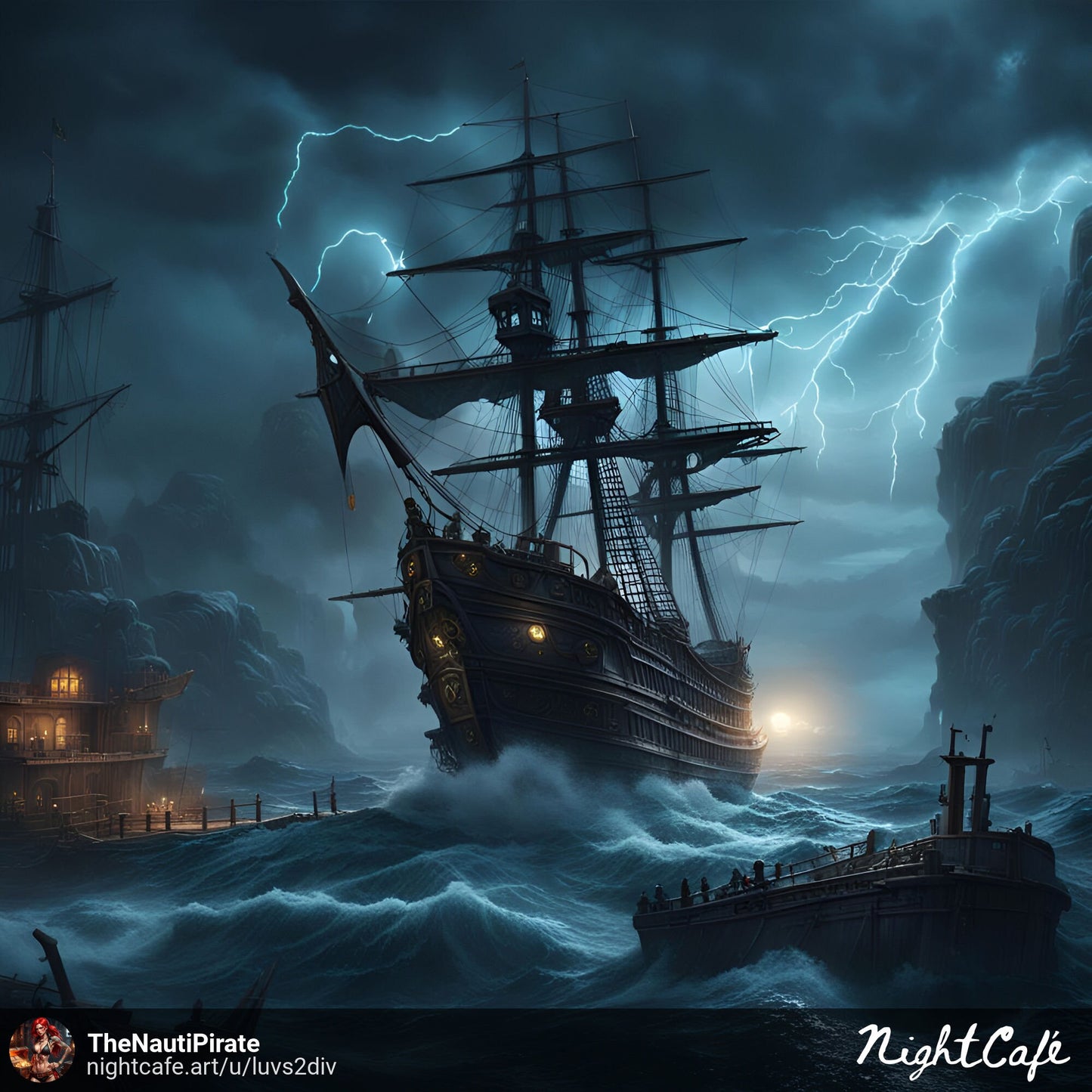 Nauti Pirate Ghost Ship Print! 13X19