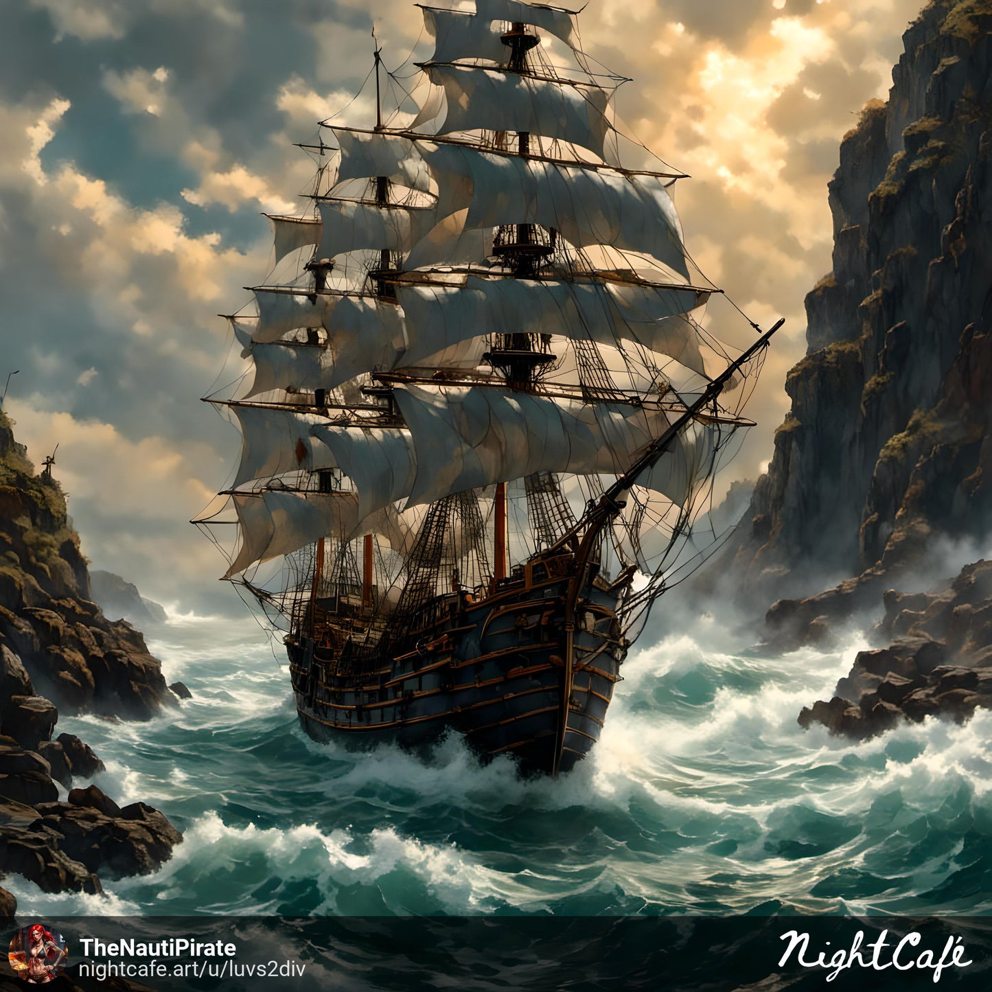 Awesome Pirate Ship High Resolution Print. 13X19