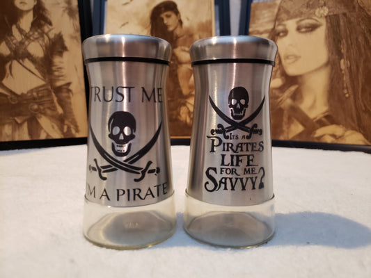 Nauti Pirate Salt & Pepper Shakers Stainless Steel